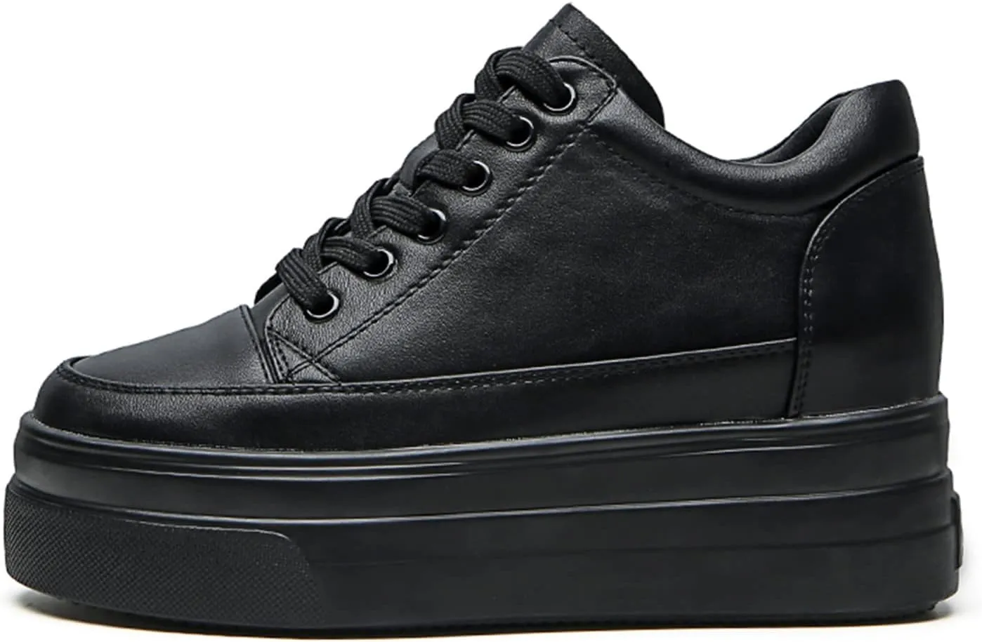 Julymens Women's Platform Lace-Up Sneakers Hidden Wedge Heel Faux Leather Casual Sports Shoes