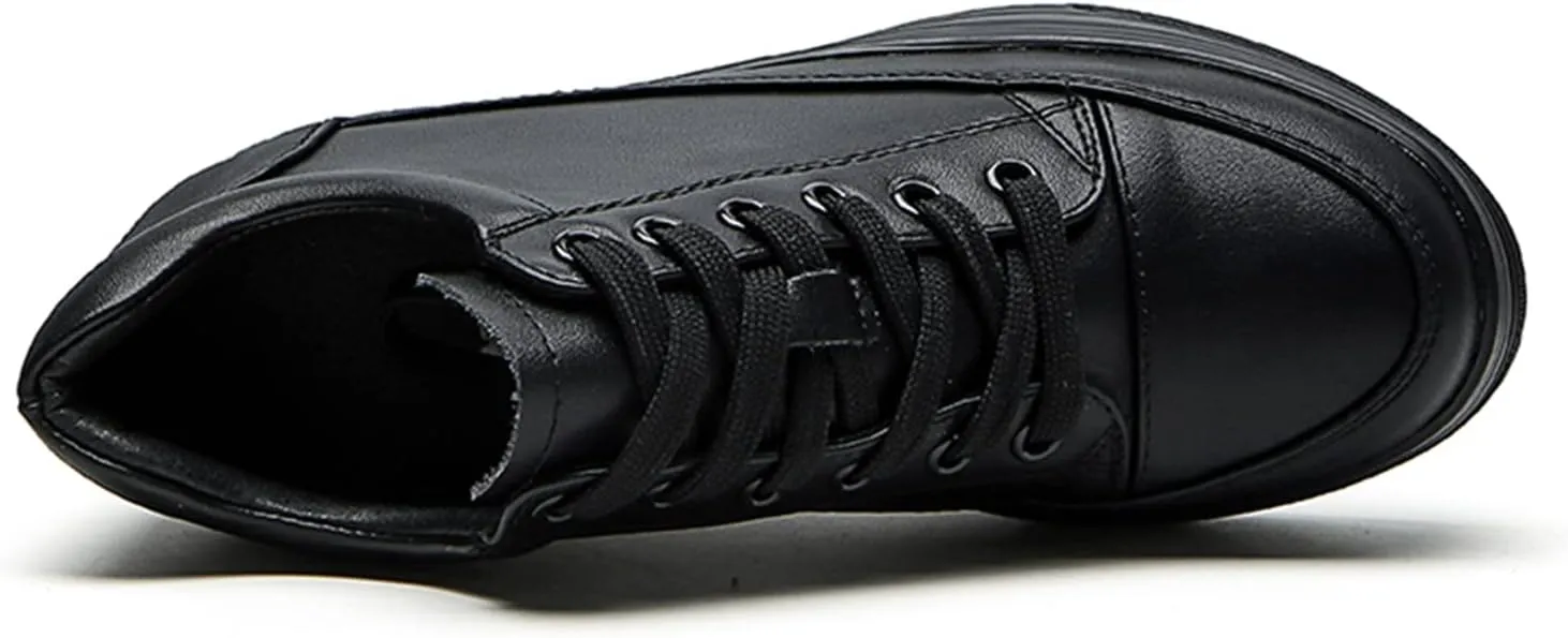Julymens Women's Platform Lace-Up Sneakers Hidden Wedge Heel Faux Leather Casual Sports Shoes