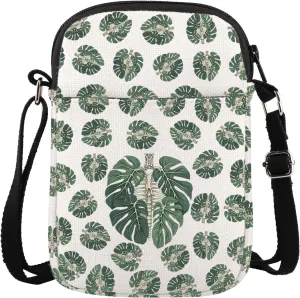 JXGZSO Monstera Leaves Crossbody Bag Plant Mom Gift Plant Lover Gift Gardener Gift Tropical Leaf Gift