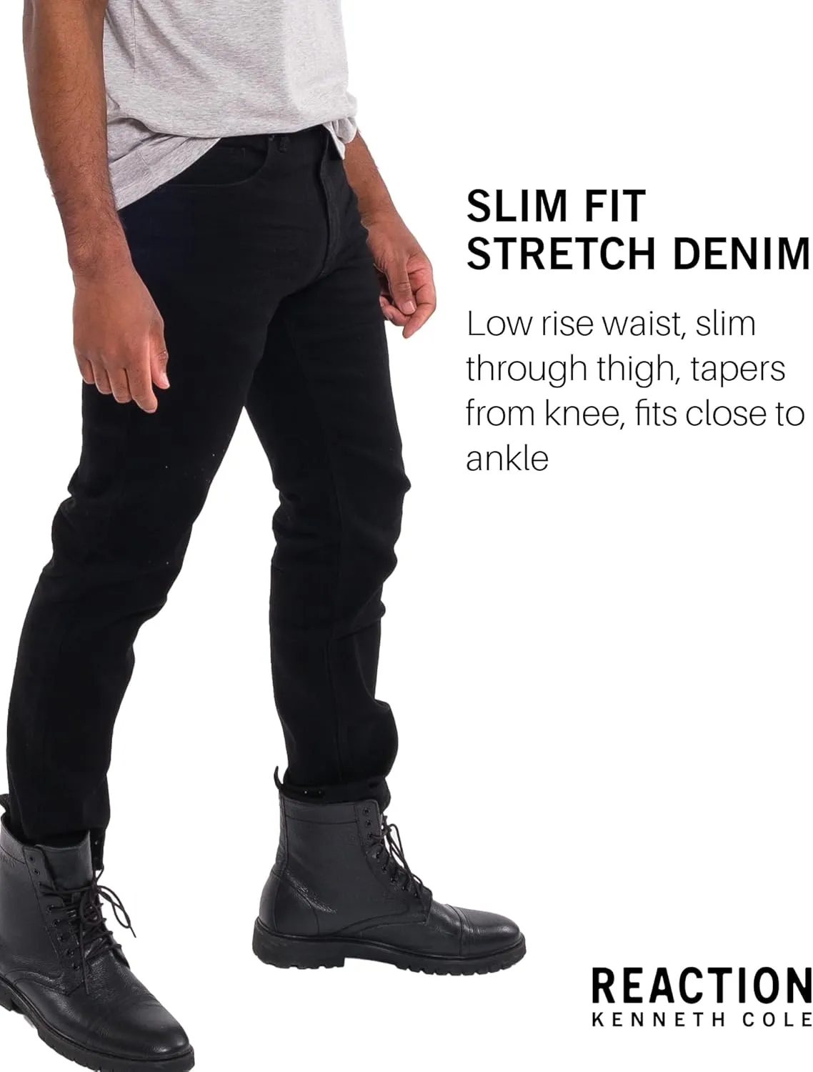 Kenneth Cole REACTION Slim Fit Jeans for Men, 2-Way Stretch Jeans Slim Fit 5-Pocket, Stretch Denim Pants for Men