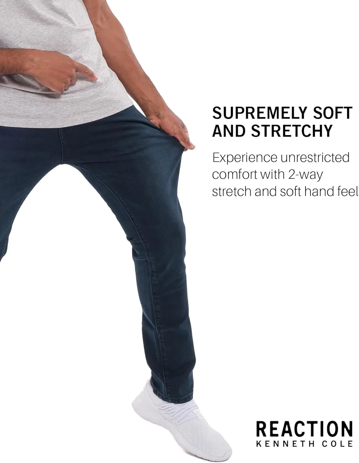 Kenneth Cole REACTION Slim Fit Jeans for Men, 2-Way Stretch Jeans Slim Fit 5-Pocket, Stretch Denim Pants for Men