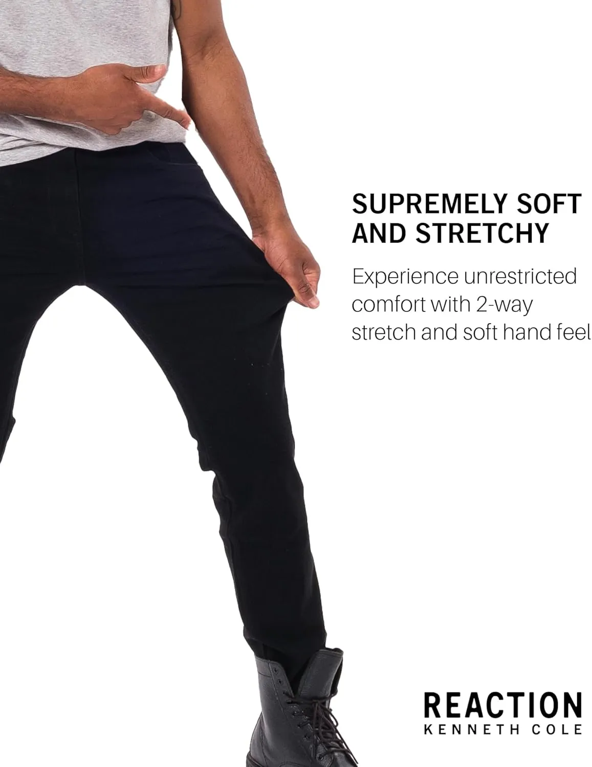 Kenneth Cole REACTION Slim Fit Jeans for Men, 2-Way Stretch Jeans Slim Fit 5-Pocket, Stretch Denim Pants for Men