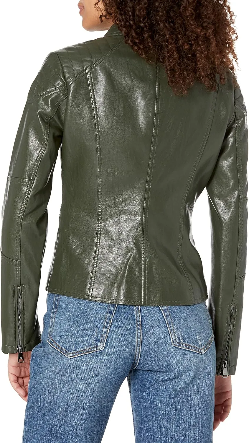 Kenneth Cole Women's Classic Short Moto Faux Leather Jacket