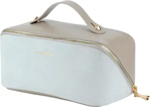 KEYPOWER Large Capacity Glitter Sequin Cosmetic Bag Travel Makeup Bag Sparkly and Shiny Portable Toiletry Bag with Handle for Women (No bling grey)