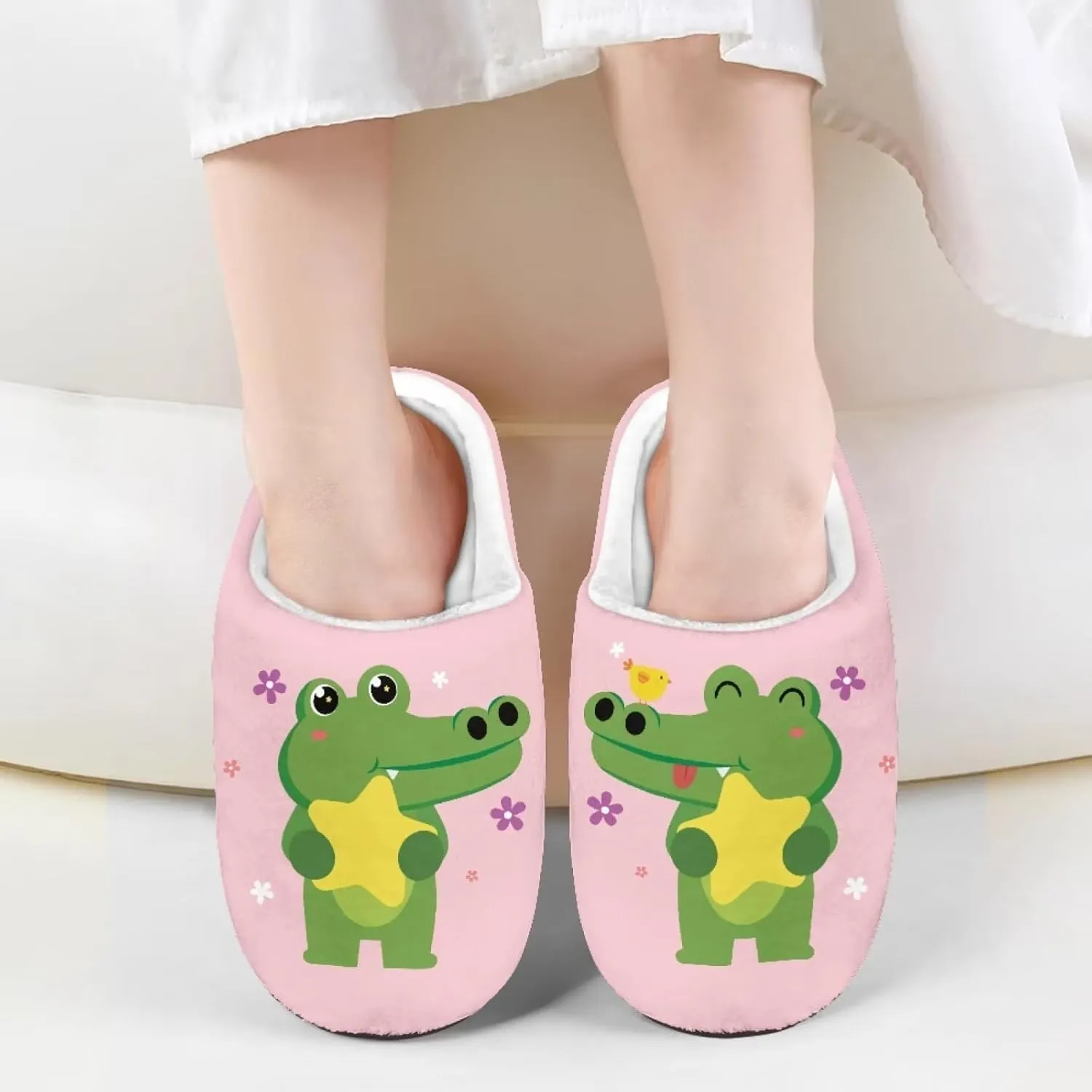 Kids Slippers for Boys Girls, Cute Soft Plush Anti-slip Fluffy Fuzzy House Slippers with Memory Foam for Home Outside
