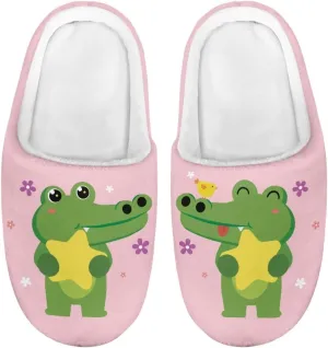 Kids Slippers for Boys Girls, Cute Soft Plush Anti-slip Fluffy Fuzzy House Slippers with Memory Foam for Home Outside