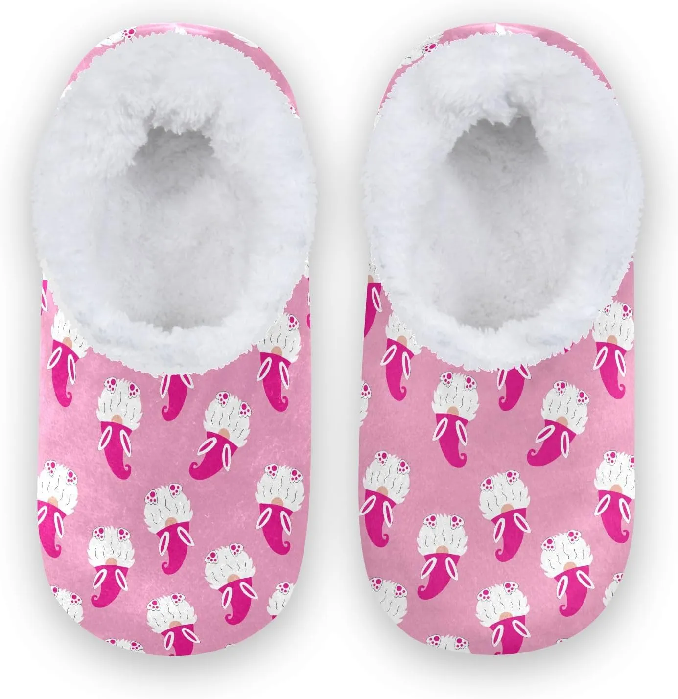 Kids Winter Slippers Easter Day Rabbit Gnomes and Bunny Ears Warm Soft Non Slip House Slippers for Boys Girls Indoor