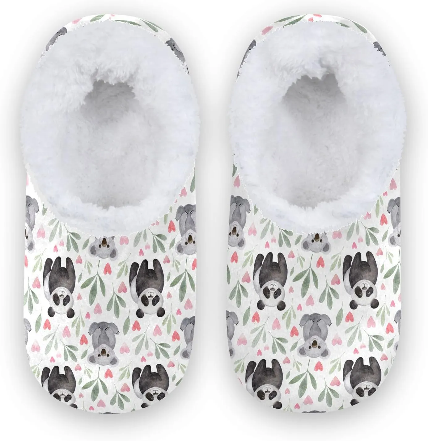 Kids Winter Slippers Panda Bear Koala Animals Hearts Leaf Warm Soft Non Slip House Slippers for Boys Girls Indoor