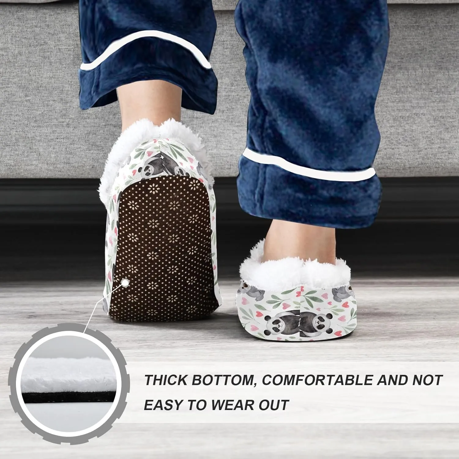 Kids Winter Slippers Panda Bear Koala Animals Hearts Leaf Warm Soft Non Slip House Slippers for Boys Girls Indoor