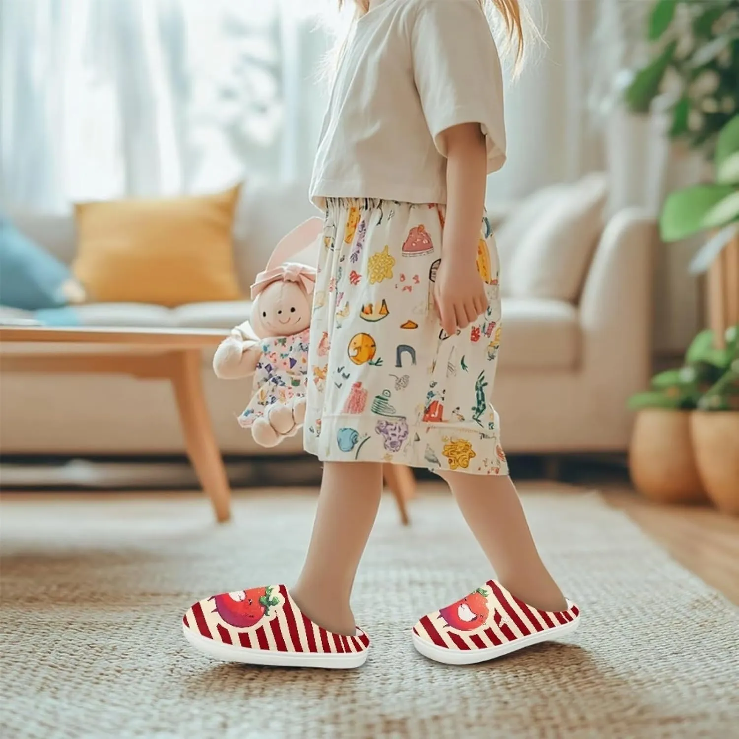 Kids Winter Warm Cotton Slippers Soft Plush Slippers Indoor Non Slip Flannel Fuzzy House Shoes for Boys Girls US 9-15