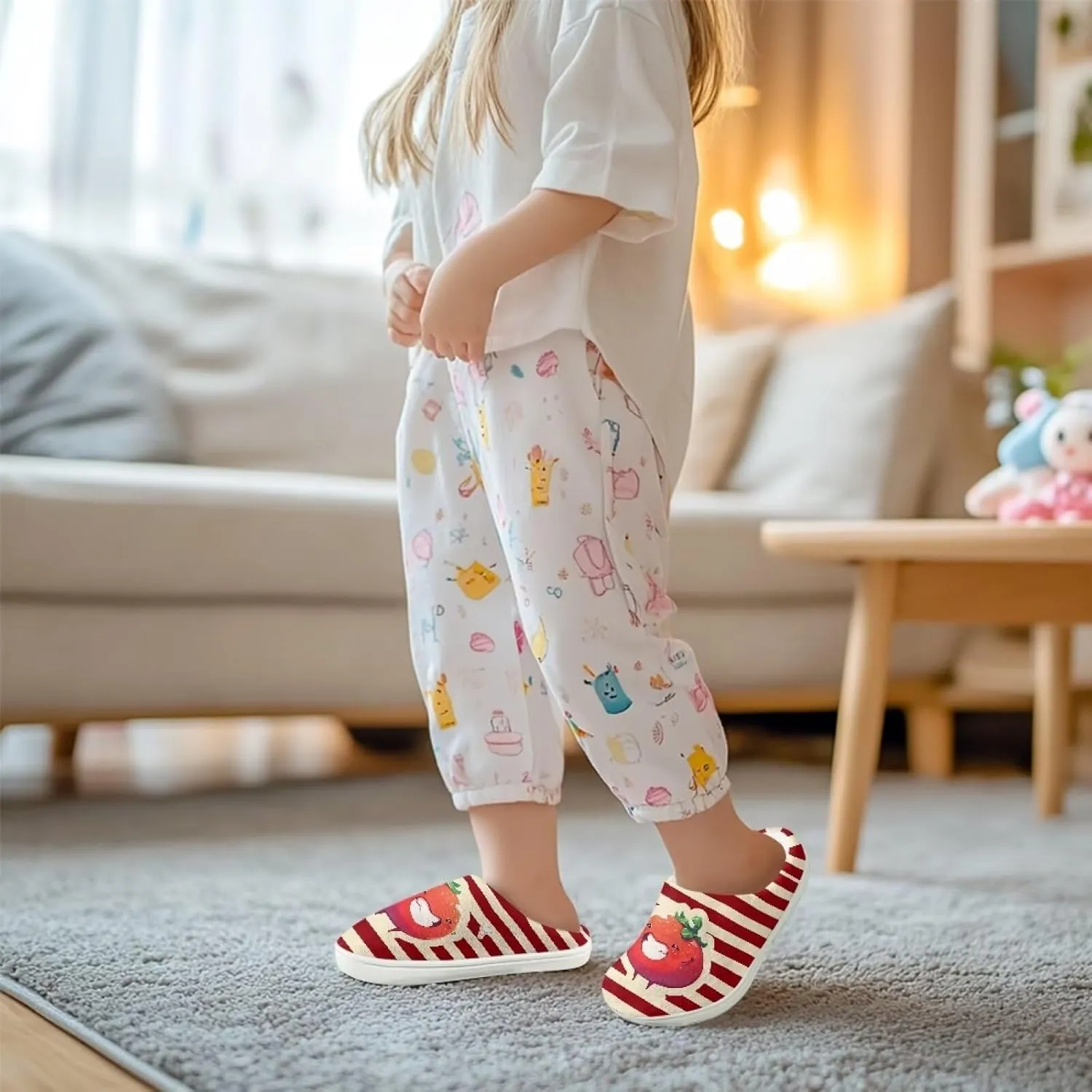 Kids Winter Warm Cotton Slippers Soft Plush Slippers Indoor Non Slip Flannel Fuzzy House Shoes for Boys Girls US 9-15