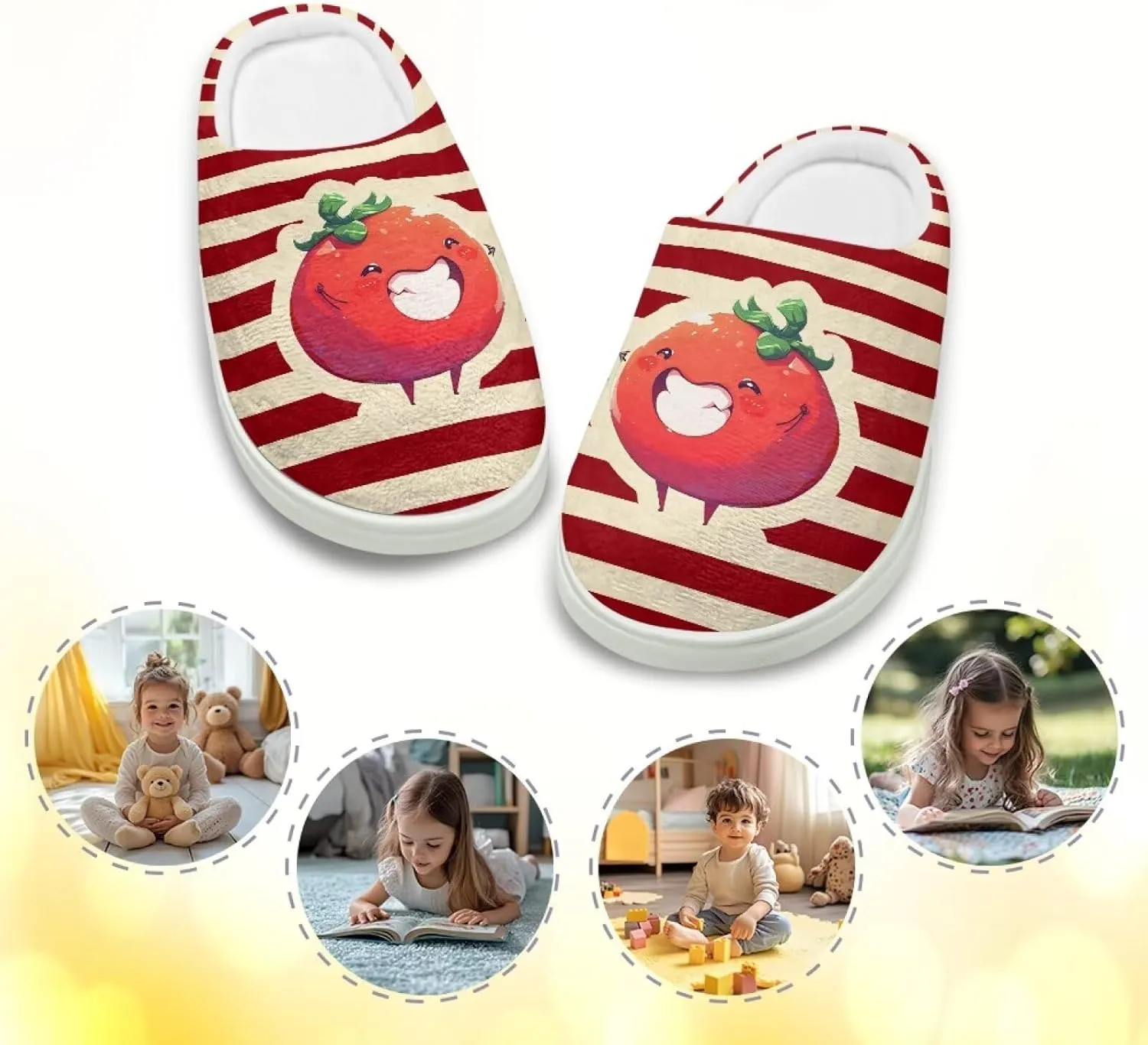 Kids Winter Warm Cotton Slippers Soft Plush Slippers Indoor Non Slip Flannel Fuzzy House Shoes for Boys Girls US 9-15