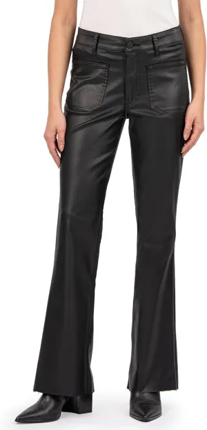 KUT from the Kloth Women's Stella High-Rise Flare Raw Hem in Black