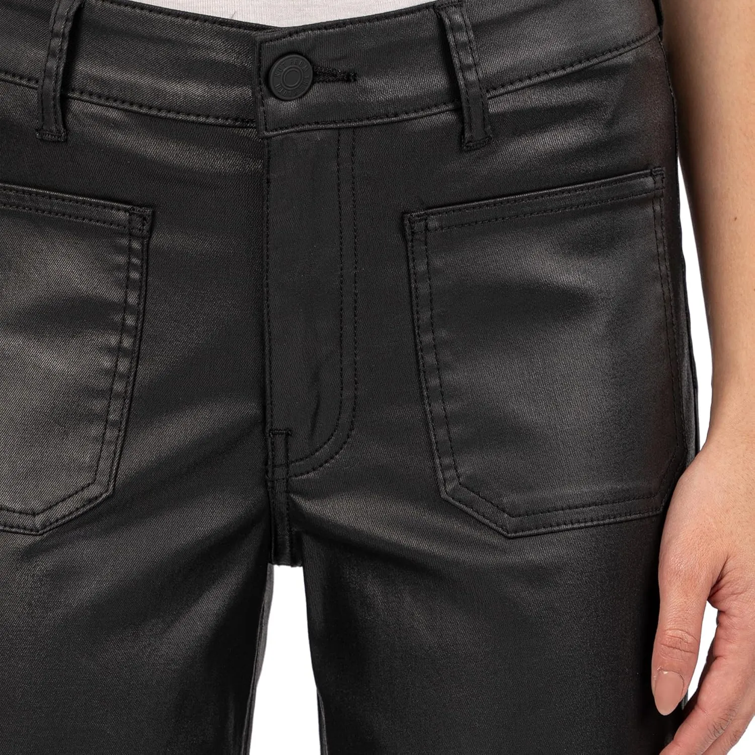 KUT from the Kloth Women's Stella High-Rise Flare Raw Hem in Black