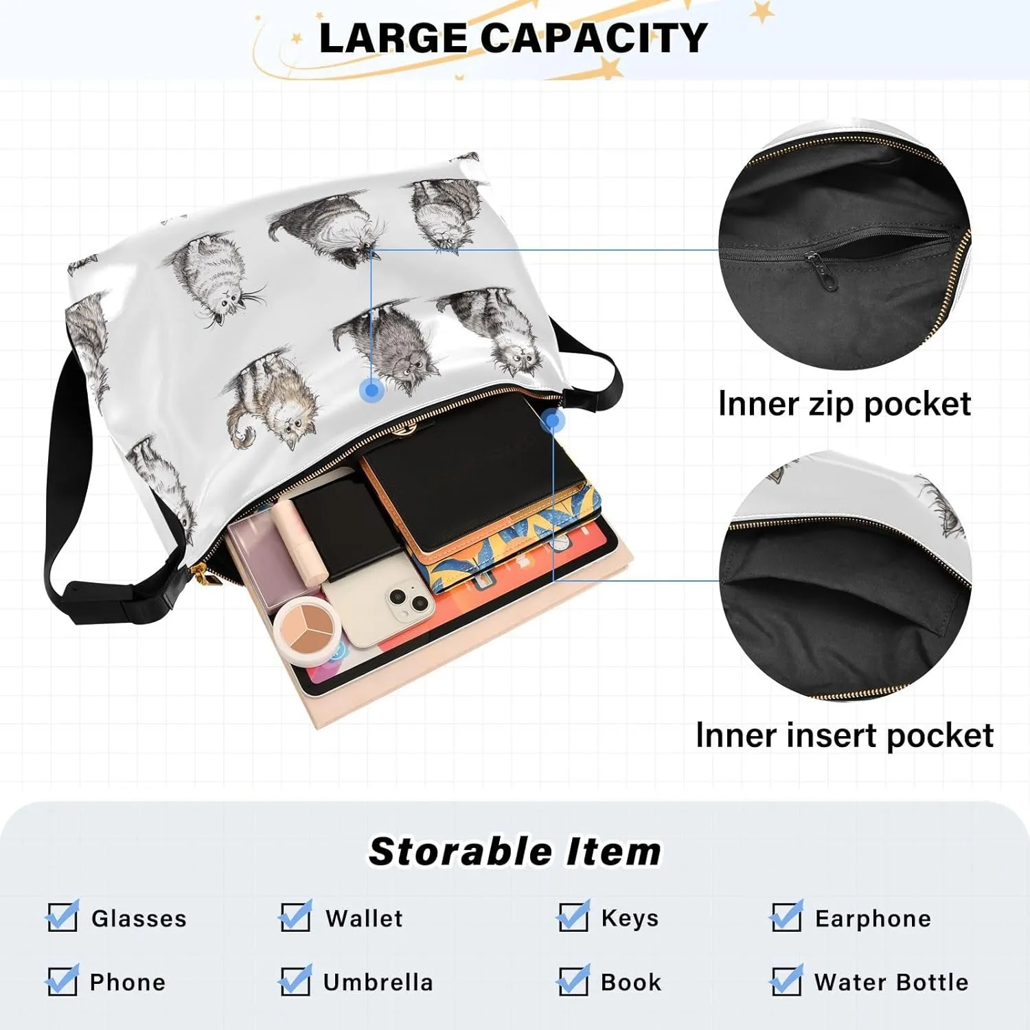 Ladies Anti Theft Crossbody Bag Waterproof Womens Crossbody Bag Cute Purse Cartoon Pet Pig Cute