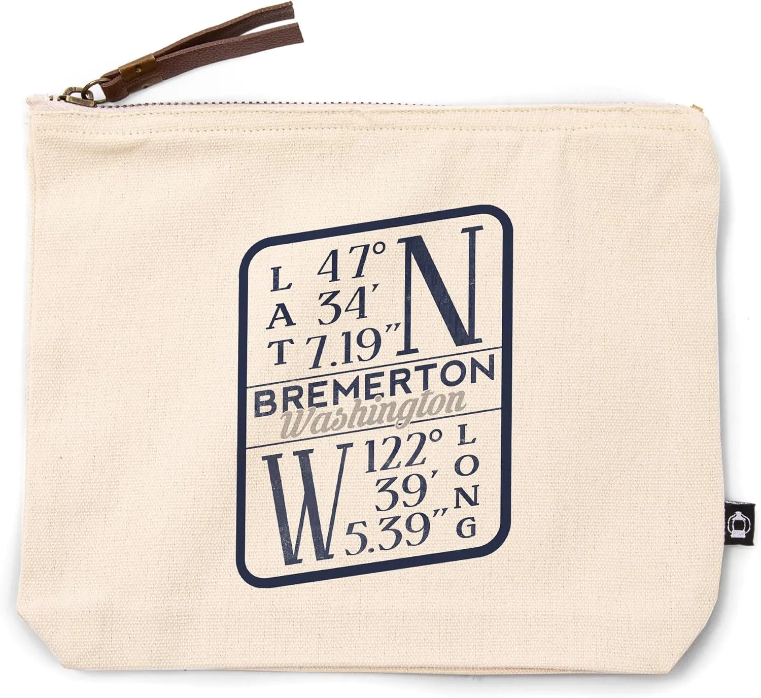 Lantern Press Bremerton, Washington, Latitude and Longitude (Blue), 100% Cotton Zipper Pouch, Travel Accessory, Go Bag