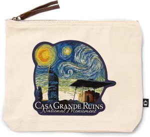 Lantern Press Casa Grande Ruins National Monument, Arizona, Starry Night, 100% Cotton Zipper Pouch, Travel Accessory, Go Bag