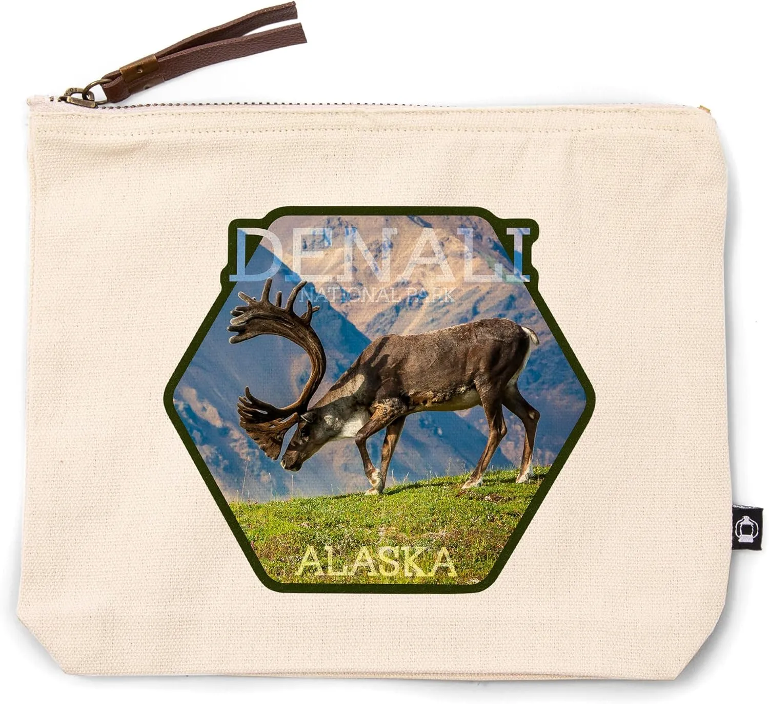 Lantern Press Denali National Park, Alaska, Caribou Bull, 100% Cotton Zipper Pouch, Travel Accessory, Go Bag