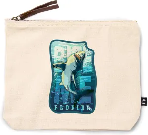Lantern Press Florida Great White Shark Bite Me, 100% Cotton Zipper Pouch, Travel Accessory, Go Bag