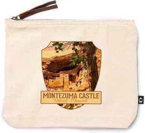 Lantern Press Montezuma Castle National Monument, Arizona, Castle Sunset, 100% Cotton Zipper Pouch, Travel Accessory, Go Bag
