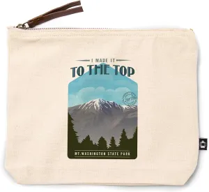 Lantern Press Mt. Washington State Park, New Hampshire, I Made it to The Top, Mt. Washington, Lithograph, 100% Cotton Zipper Pouch, Travel Accessory, Go Bag