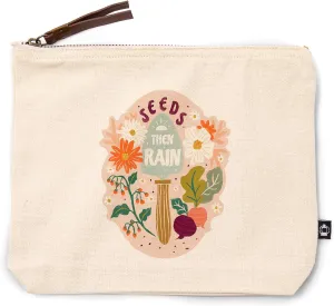 Lantern Press Nature's Beauty Series, Seeds Then Rain Shovel and Flowers, 100% Cotton Zipper Pouch, Travel Accessory, Go Bag