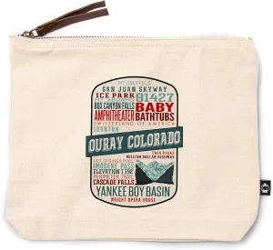 Lantern Press Ouray, Colorado, Typography, 100% Cotton Zipper Pouch, Travel Accessory, Go Bag