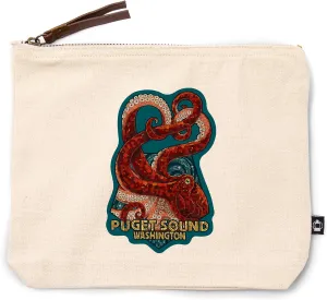 Lantern Press Puget Sound, Washington, Octopus Mosaic, 100% Cotton Zipper Pouch, Travel Accessory, Go Bag
