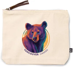 Lantern Press Vancouver, Canada, Black Bear, Vivid, 100% Cotton Zipper Pouch, Travel Accessory, Go Bag