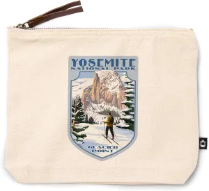 Lantern Press Yosemite National Park, California, Glacier Point and Half Dome, Ski Scene, 100% Cotton Zipper Pouch, Travel Accessory, Go Bag