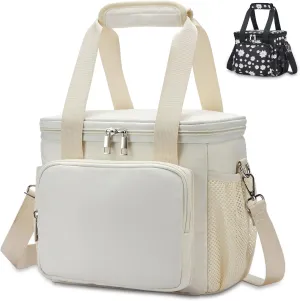 Large Insulated Lunch Bag for Women - Reusable, Waterproof, Leakproof - Work, Picnic, Beach, Outdoor, Camping - 10L White