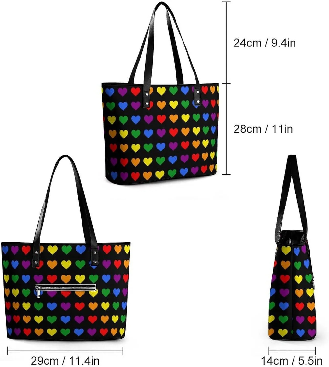 Large Tote Bag Fashion Handbag With Zipper For Women And Men