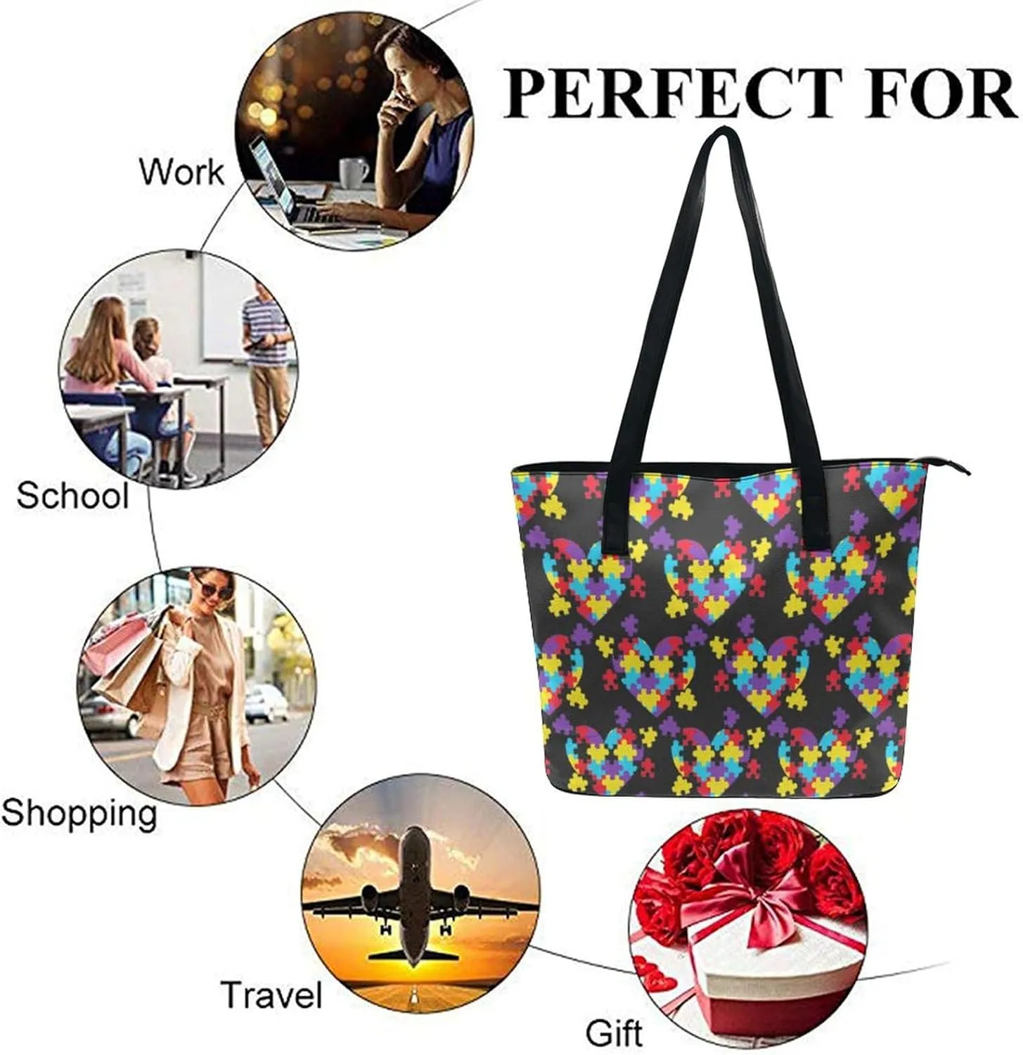 Large Tote Bag Fashion Handbag With Zipper For Women And Men