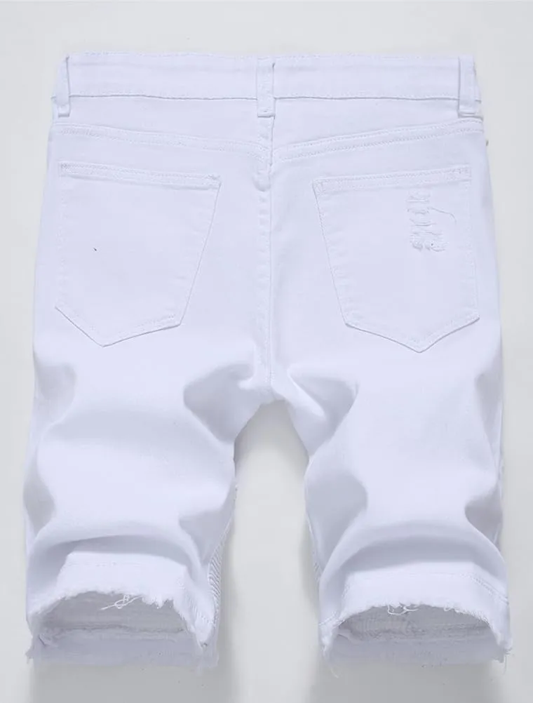 Lavnis Men's Casual Denim Shorts Classic Fit Ripped Distressed Summer Jeans Shorts