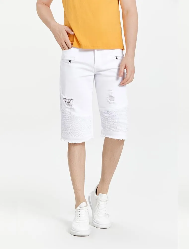 Lavnis Men's Casual Denim Shorts Classic Fit Ripped Distressed Summer Jeans Shorts