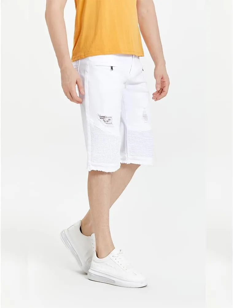 Lavnis Men's Casual Denim Shorts Classic Fit Ripped Distressed Summer Jeans Shorts