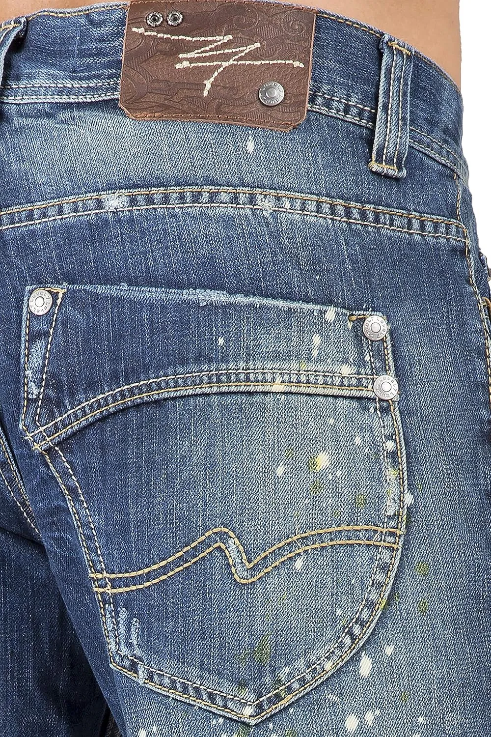 Level 7 Men's Relaxed Straight Premium Denim Jeans with Handcrafted Wash & Whiskering in Basic 5-Pocket Style