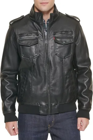 Levi's Mens Faux Leather Aviator Bomber Jacket (Regular & Big & Tall Sizes)
