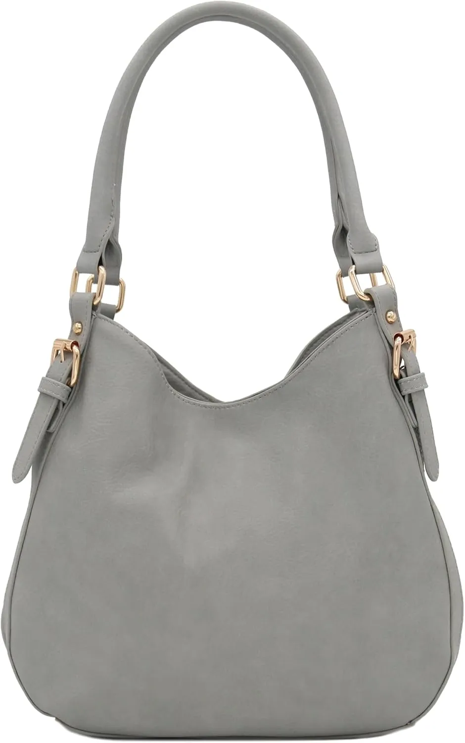 Lightweight 3 Compartment Faux Leather Medium Hobo Bag