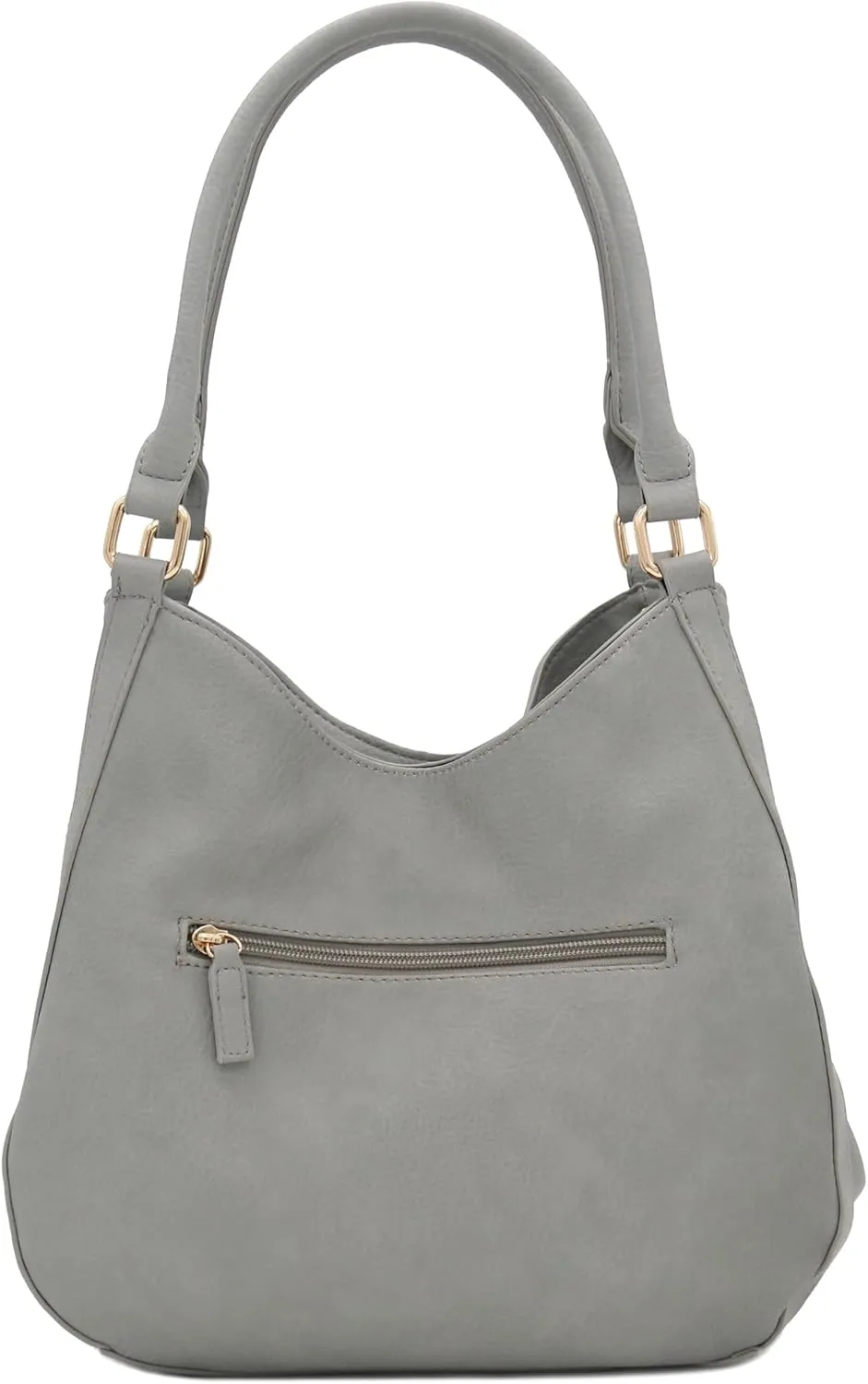 Lightweight 3 Compartment Faux Leather Medium Hobo Bag