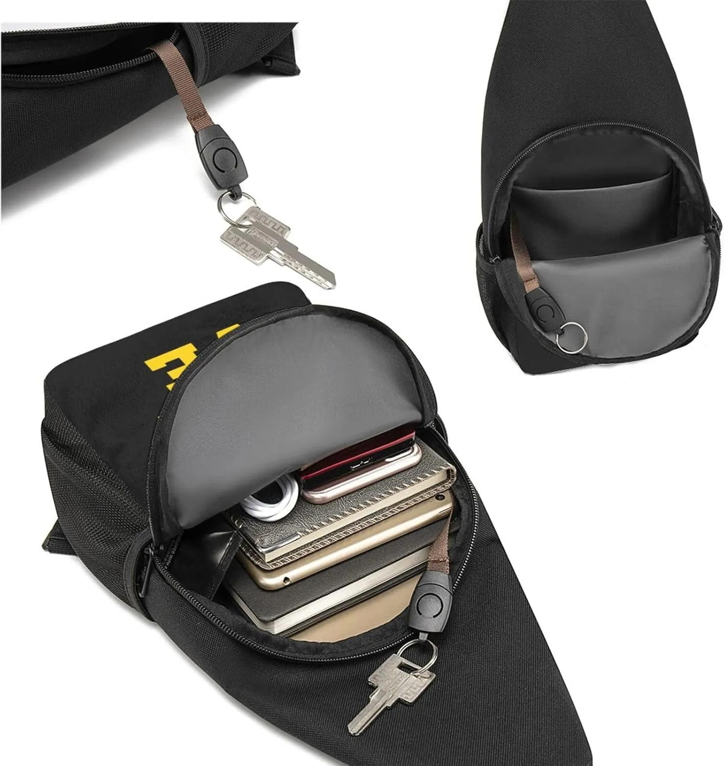 Love School Bus Unisex Chest Bag Lightweight Crossbody Shoulder Bag Travel Pocket Black