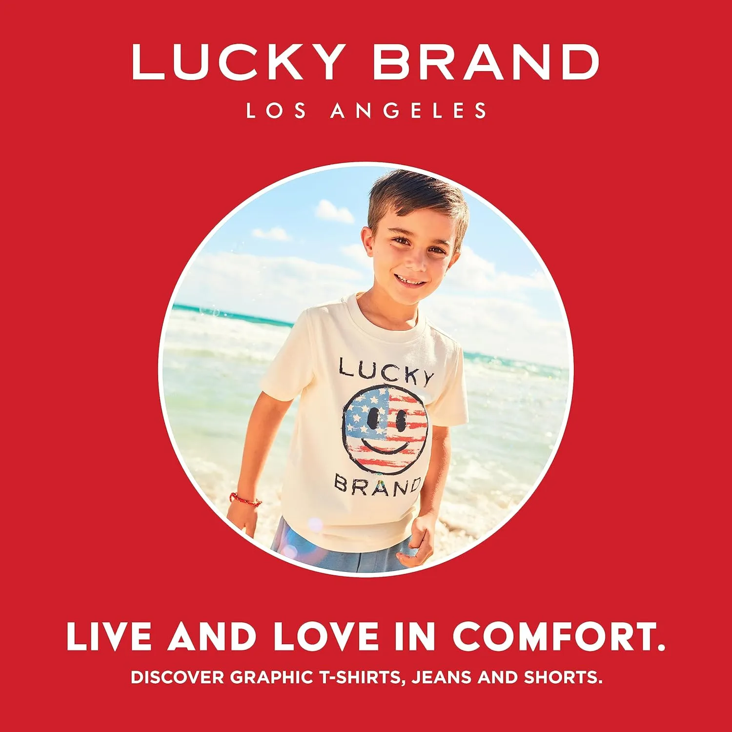 Lucky Brand Boys' Classic Fit Straight Leg Denim Jean 5Pocket Style Zipper Fly & Button Closure