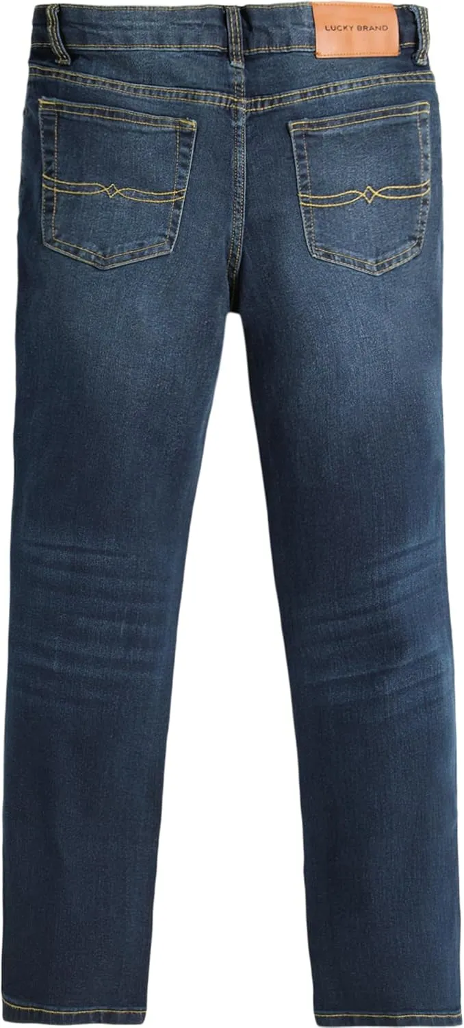 Lucky Brand Boys' Classic Fit Straight Leg Denim Jean 5Pocket Style Zipper Fly & Button Closure