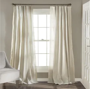 Lush Decor Rosalie Light Filtering Window Curtain Panel Set- Pair- Vintage Farmhouse & French Country Style Curtains - Timeless Dreamy Drape - Romantic Lace Trim - 54" W x 84" L, Ivory