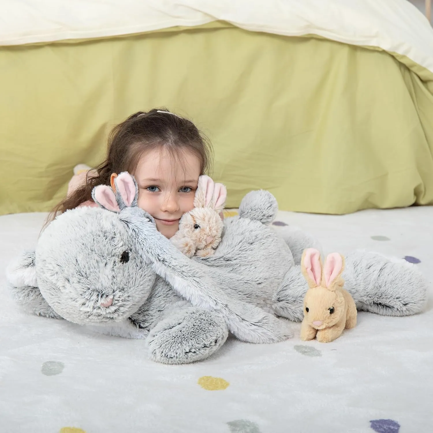 MaoGoLan 4Pcs Easter Bunny Stuffed Animals with 3 Babies Inside, 24” Soft and Cuddly Giant Rabbit Plush, Easter Stuffed Bunny Gift for Kids,Boys,Girls