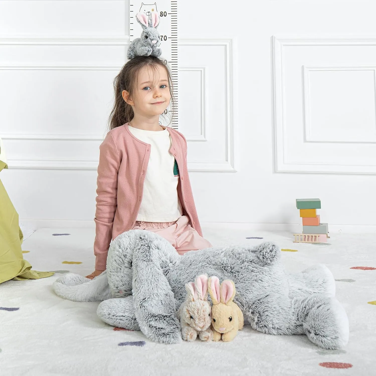 MaoGoLan 4Pcs Easter Bunny Stuffed Animals with 3 Babies Inside, 24” Soft and Cuddly Giant Rabbit Plush, Easter Stuffed Bunny Gift for Kids,Boys,Girls