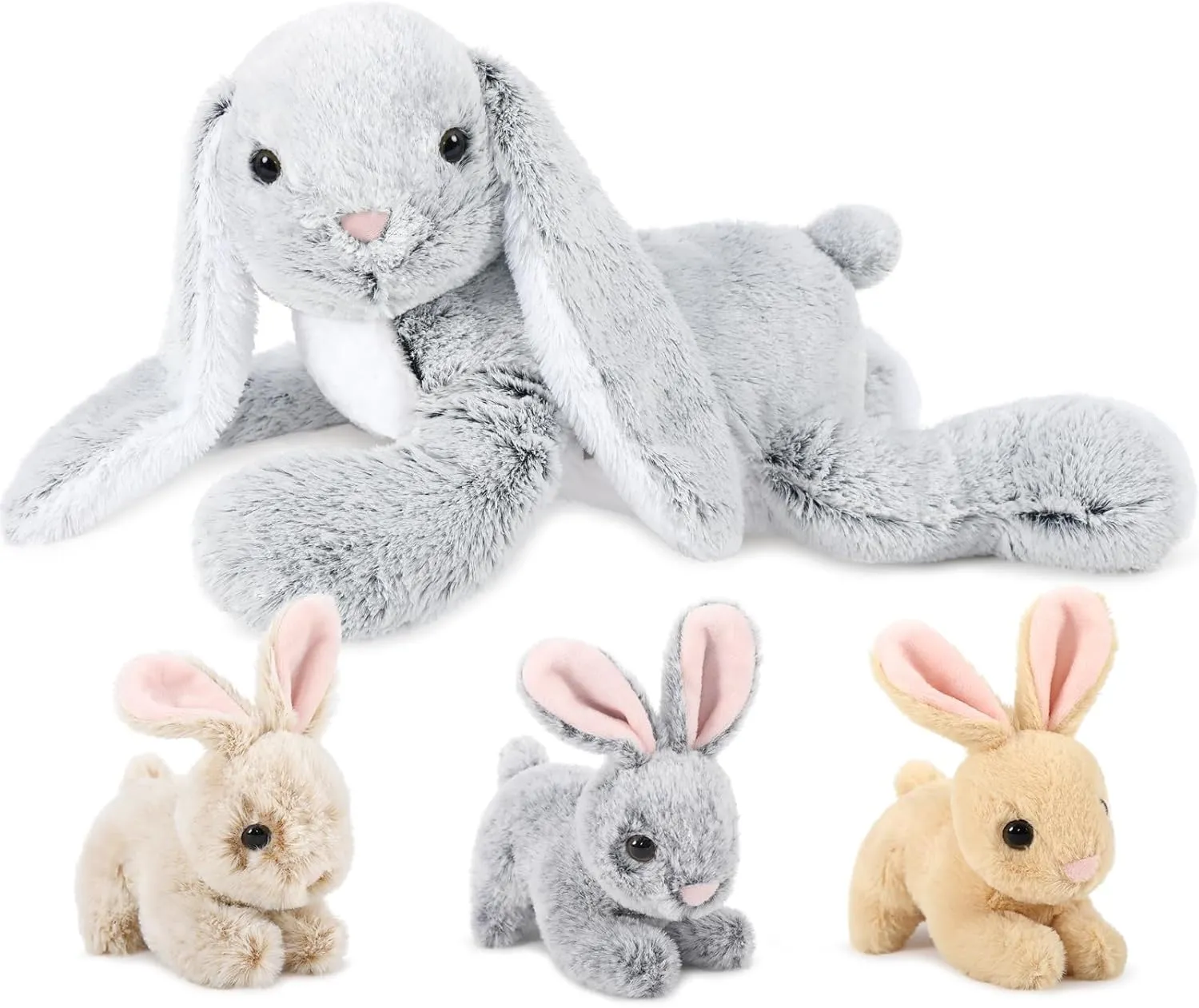 MaoGoLan 4Pcs Easter Bunny Stuffed Animals with 3 Babies Inside, 24” Soft and Cuddly Giant Rabbit Plush, Easter Stuffed Bunny Gift for Kids,Boys,Girls