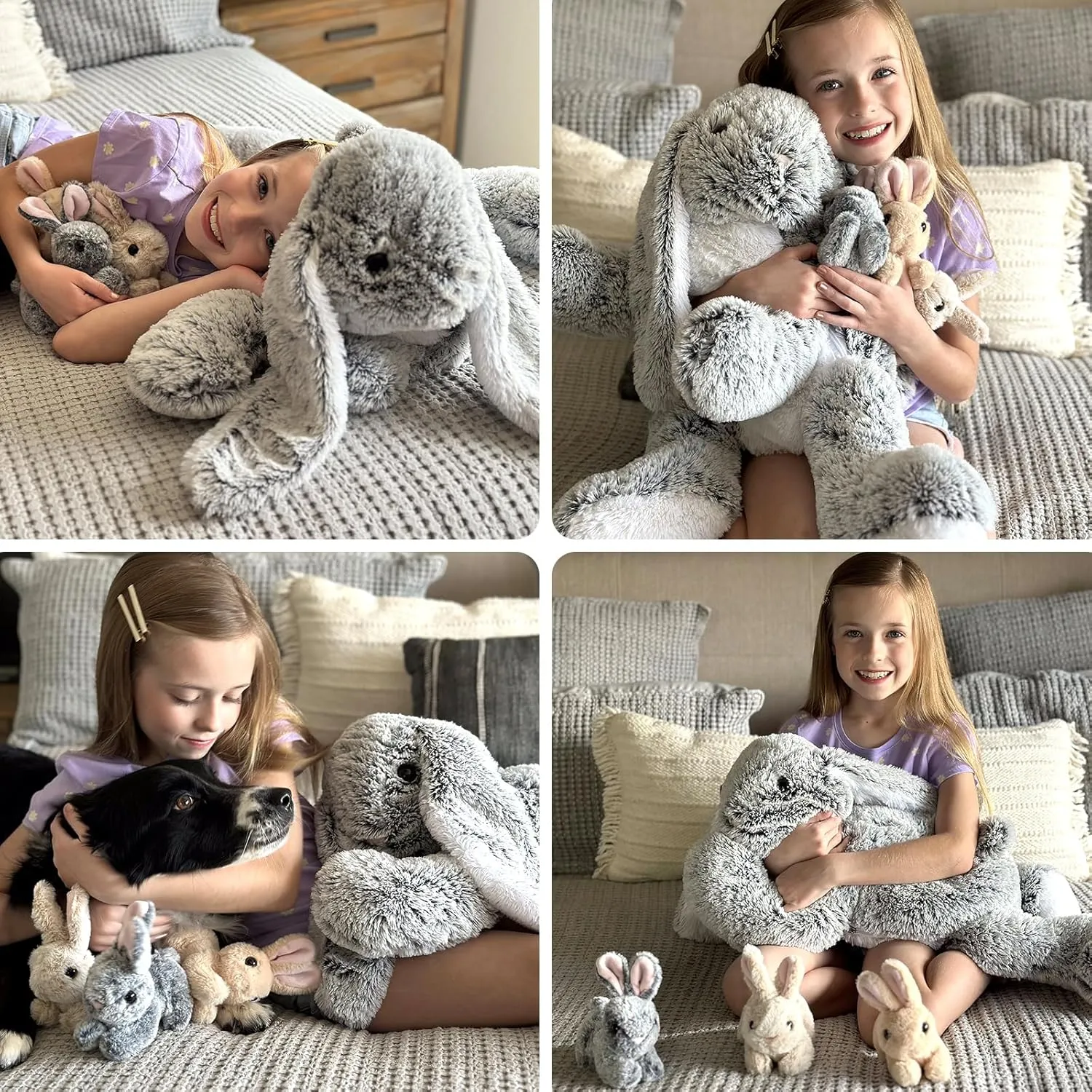 MaoGoLan 4Pcs Easter Bunny Stuffed Animals with 3 Babies Inside, 24” Soft and Cuddly Giant Rabbit Plush, Easter Stuffed Bunny Gift for Kids,Boys,Girls