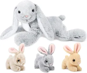 MaoGoLan 4Pcs Easter Bunny Stuffed Animals with 3 Babies Inside, 24” Soft and Cuddly Giant Rabbit Plush, Easter Stuffed Bunny Gift for Kids,Boys,Girls