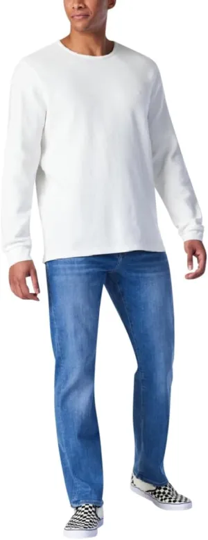 Mavi Matt Classic Men's Straight Leg Jeans, Mid-Rise Relaxed Fit Jeans for Men, Men's Sustainable Jeans, Light Brushed Feather Blue, Light Wash Blue Jeans, 32 x 36